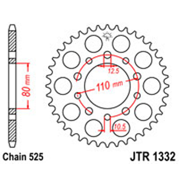 JT JT Rear Sprockets R/W 1332/332/344-46 HON DUAL COMBINATION (4350)